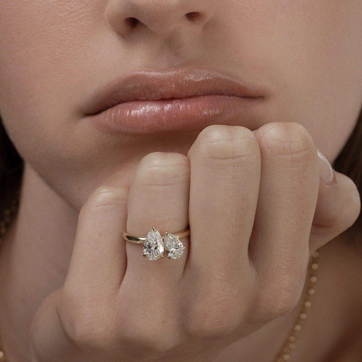Twin Pear Lab-Grown Diamond Toi et Moi Engagement Ring