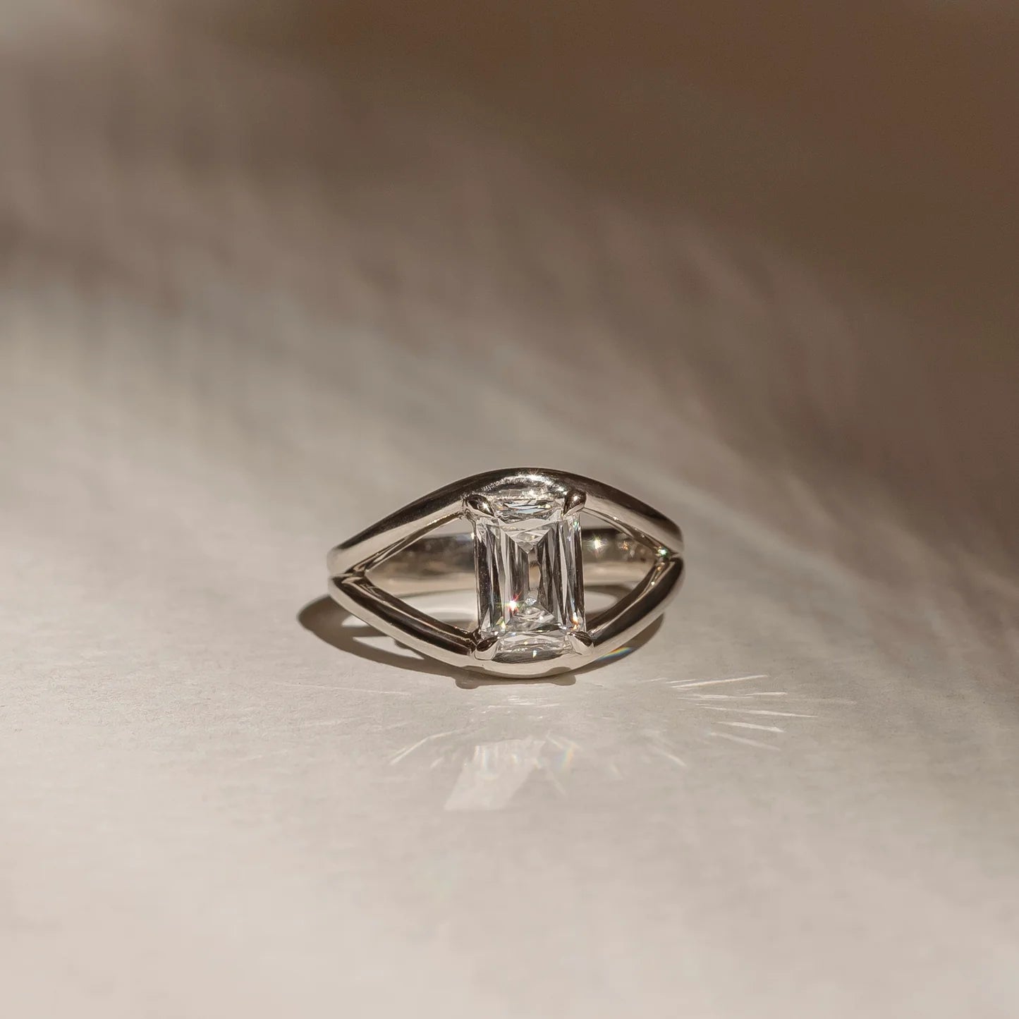 Radiant Cut Lab-Grown Diamond Solitaire Engagement Ring with Split Shank
