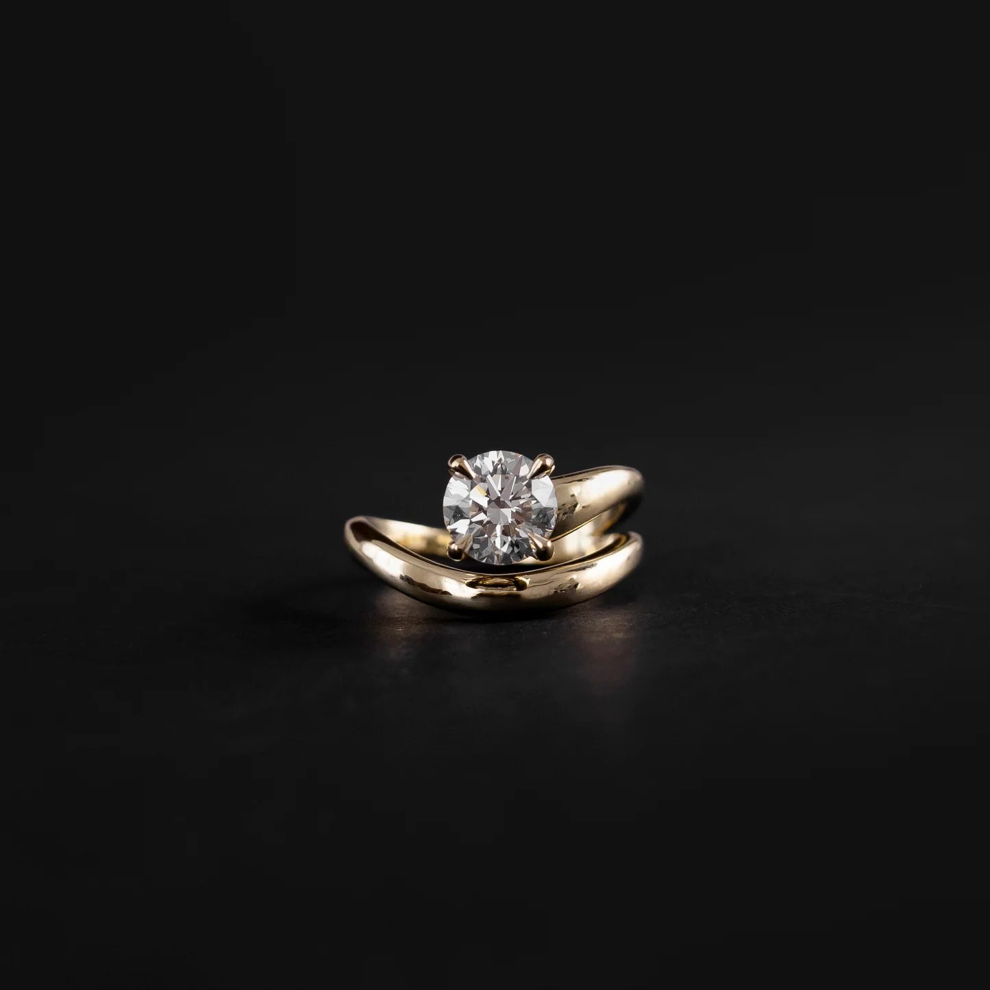Round Brilliant Lab-Grown Diamond Solitaire Engagement Ring with Wrap Bypass Band