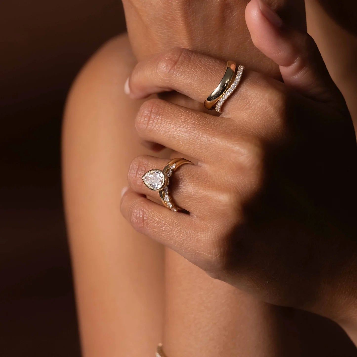 Pear Cut Lab-Grown Diamond Full Bezel Engagement Ring