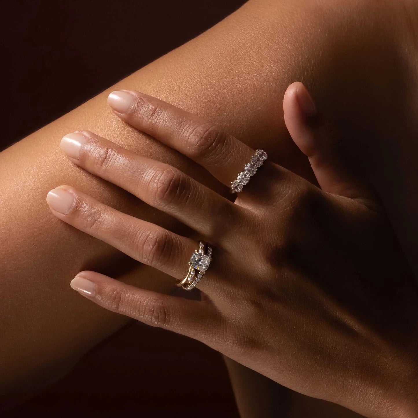 Cushion Cut Lab-Grown Diamond Cluster Bypass Engagement Ring