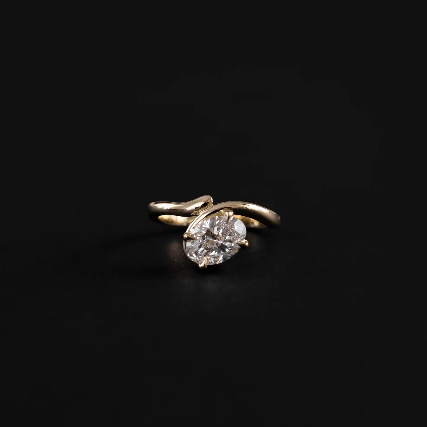 Oval Cut Lab-Grown Diamond Solitaire Engagement Ring with Bypass Band