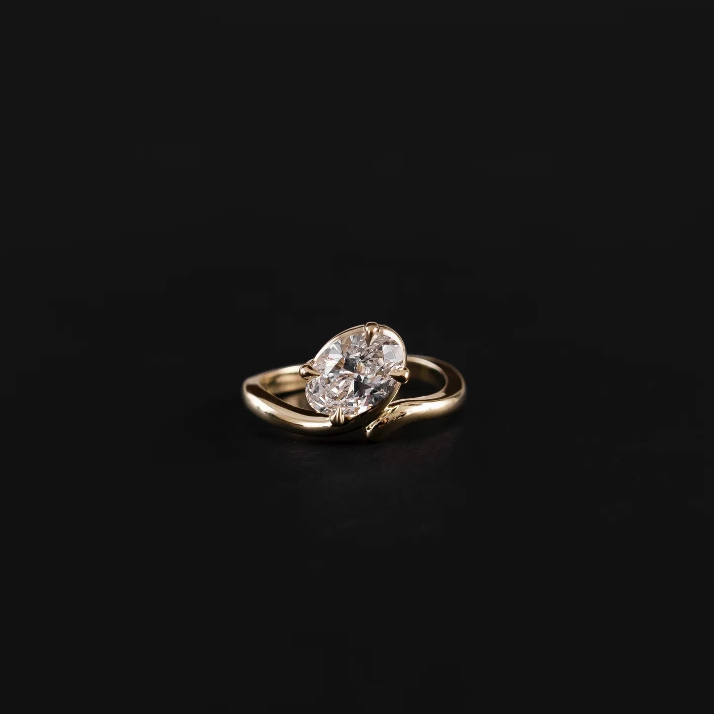 Oval Cut Lab-Grown Diamond Solitaire Engagement Ring with Bypass Band