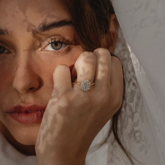 Radiant Cut Lab-Grown Diamond Cluster Halo Engagement Ring