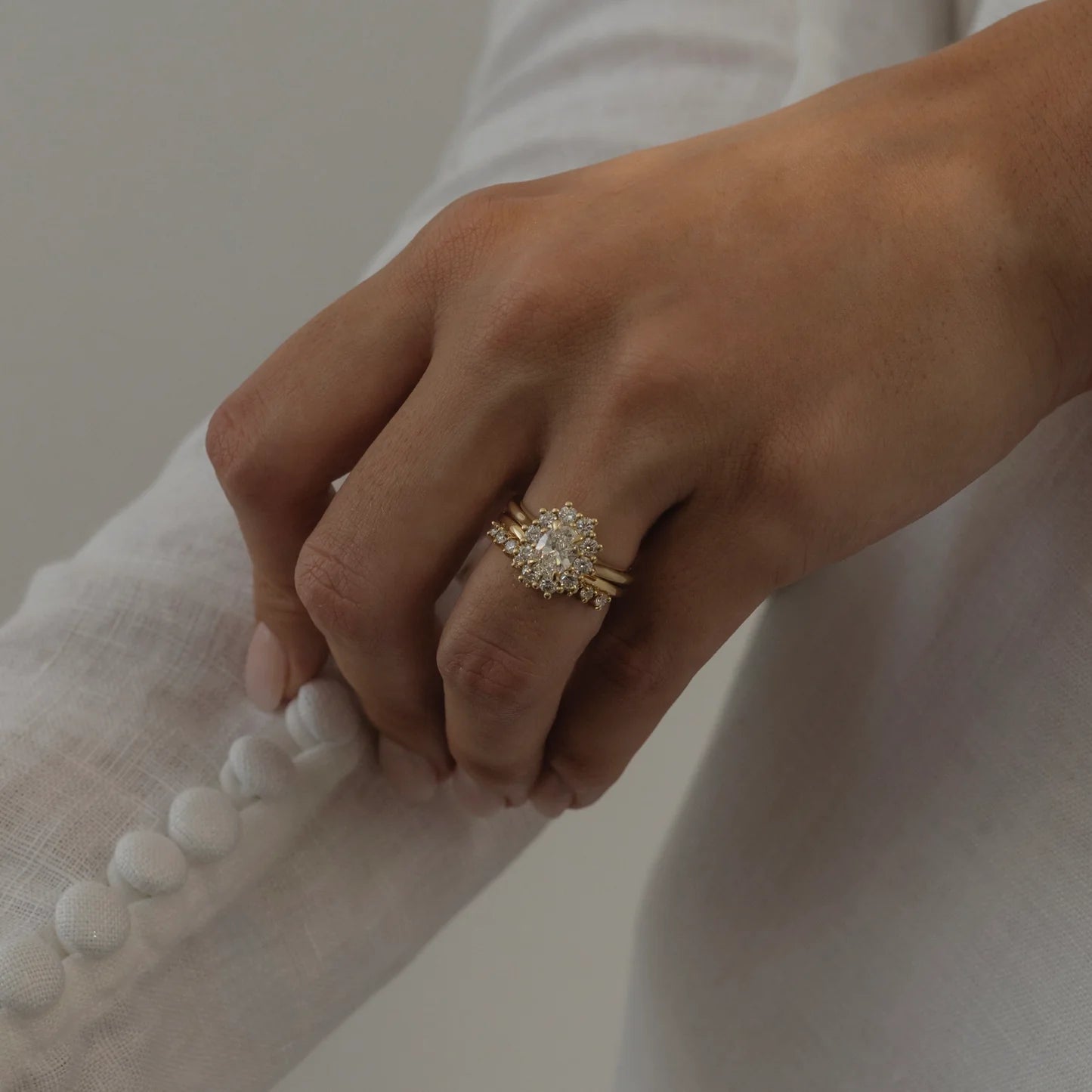 Oval Lab-Grown Diamond Cluster Halo Engagement Ring