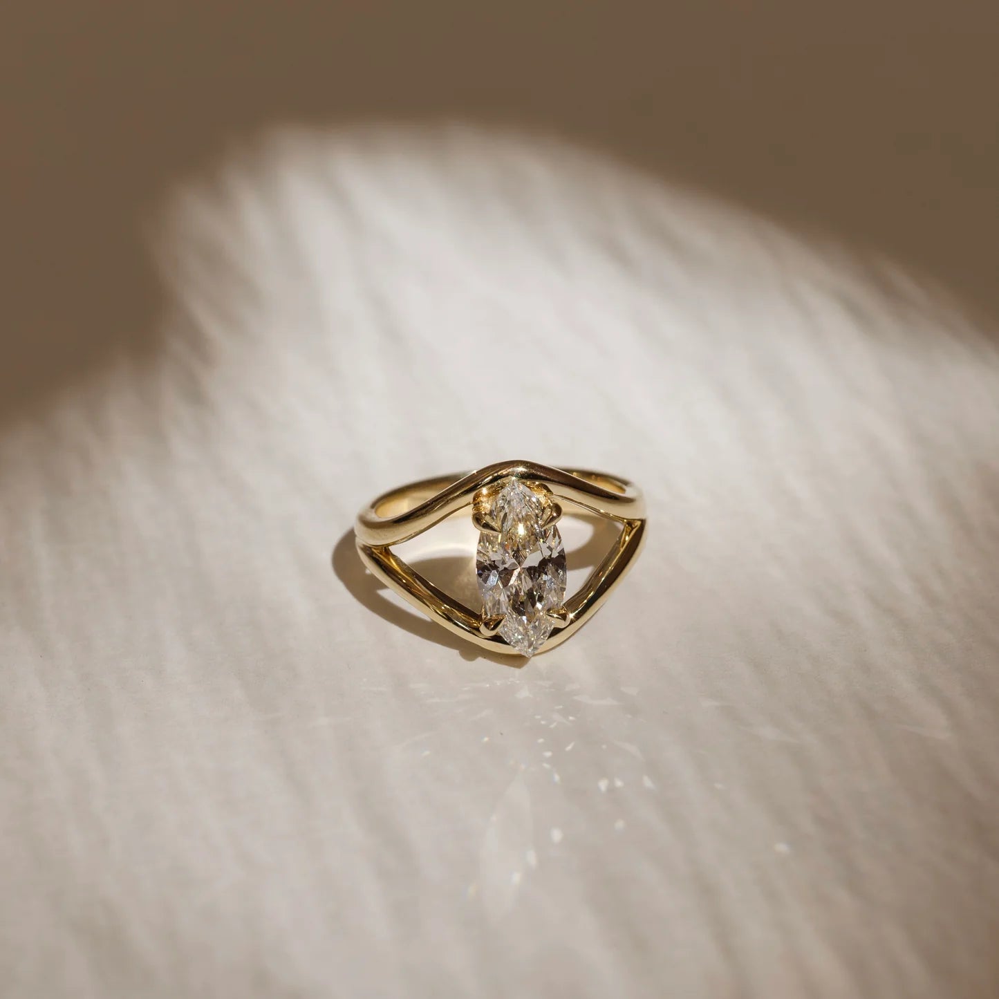 Marquise Cut Lab-Grown Diamond Solitaire Engagement Ring with Split Shank