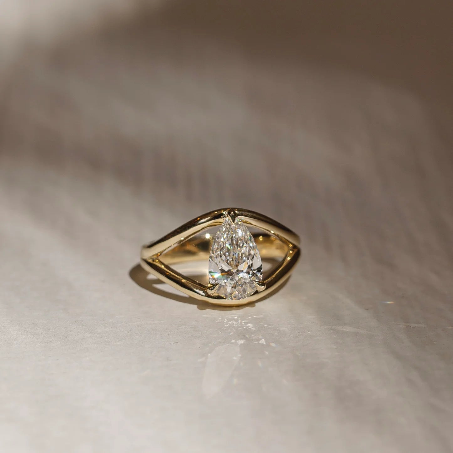 Pear Cut Lab-Grown Diamond Solitaire Engagement Ring with Split Shank