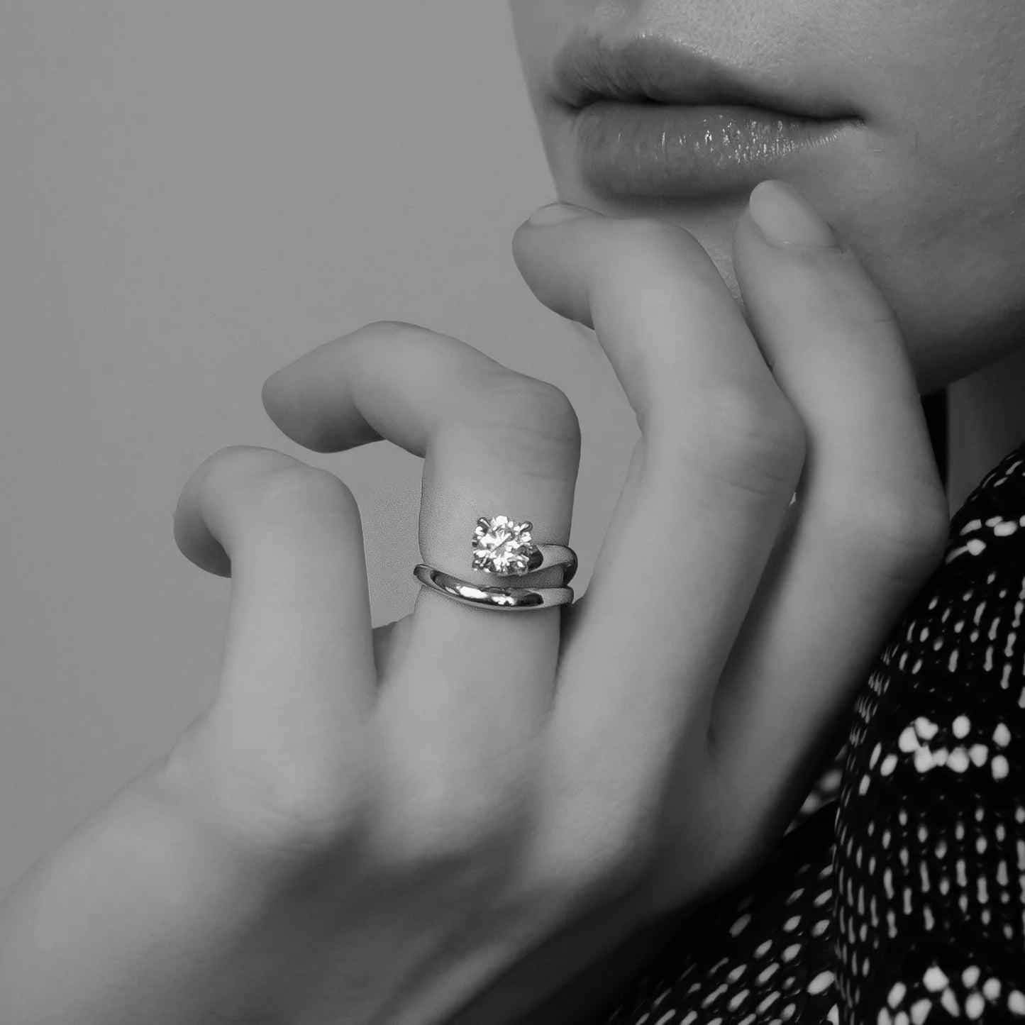 Round Brilliant Lab-Grown Diamond Solitaire Engagement Ring with Wrap Bypass Band