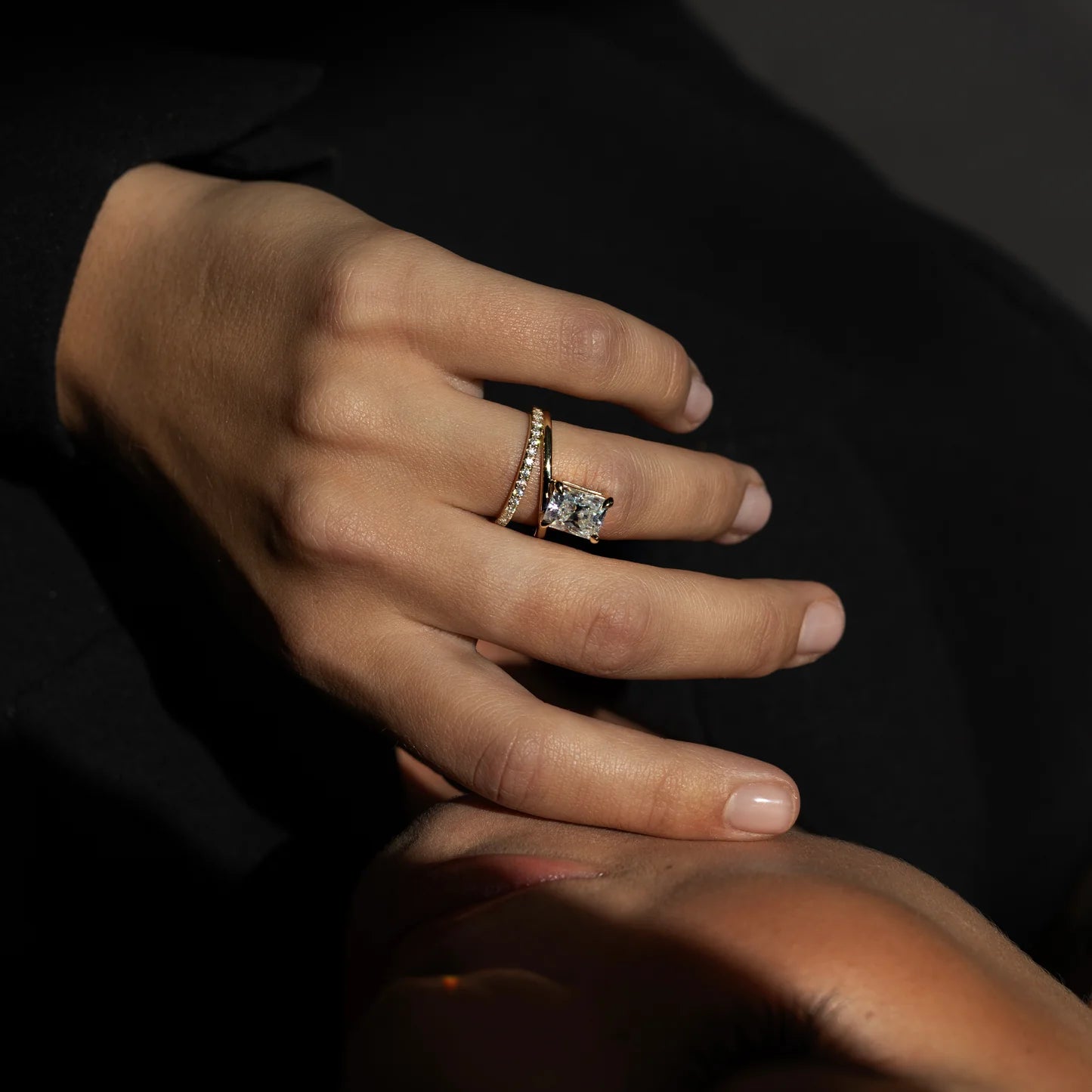 Radiant Cut Lab-Grown Diamond Solitaire Engagement Ring with Dome Band