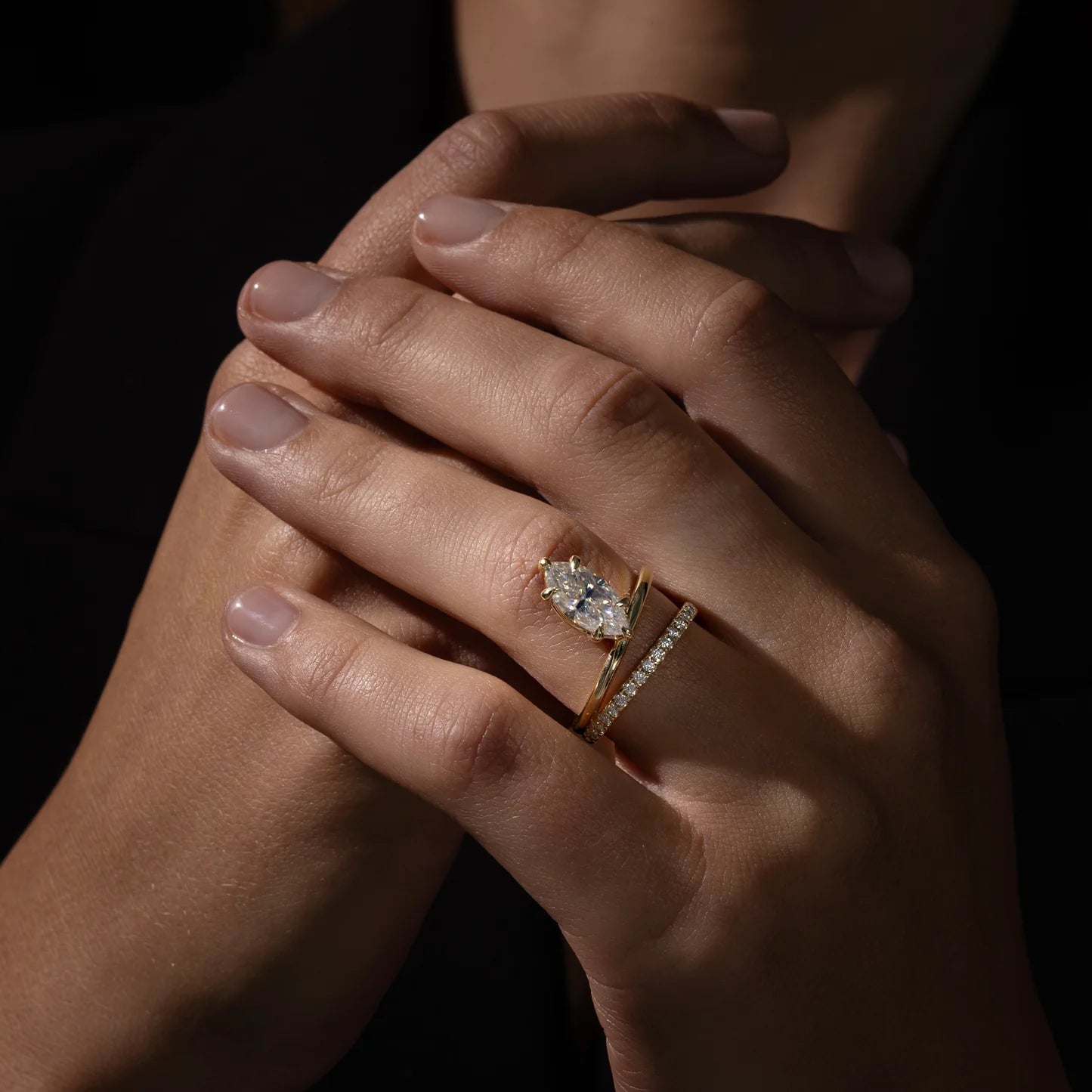 Marquise Cut Lab-Grown Diamond Solitaire Engagement Ring with Dome Band