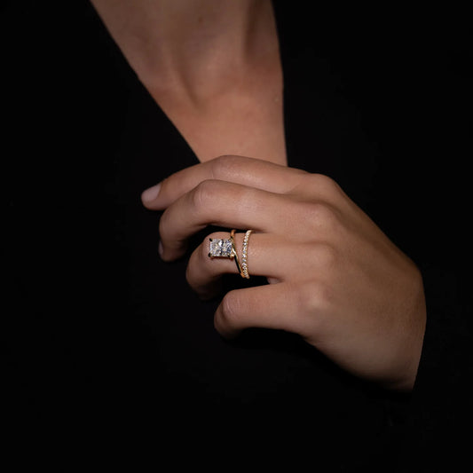 Radiant Cut Lab-Grown Diamond Solitaire Engagement Ring with Dome Band