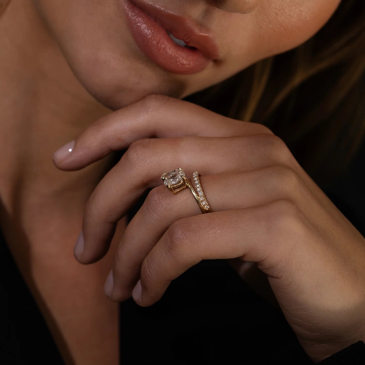 Mirrored Oval & Pear Lab-Grown Diamond Toi et Moi Engagement Ring