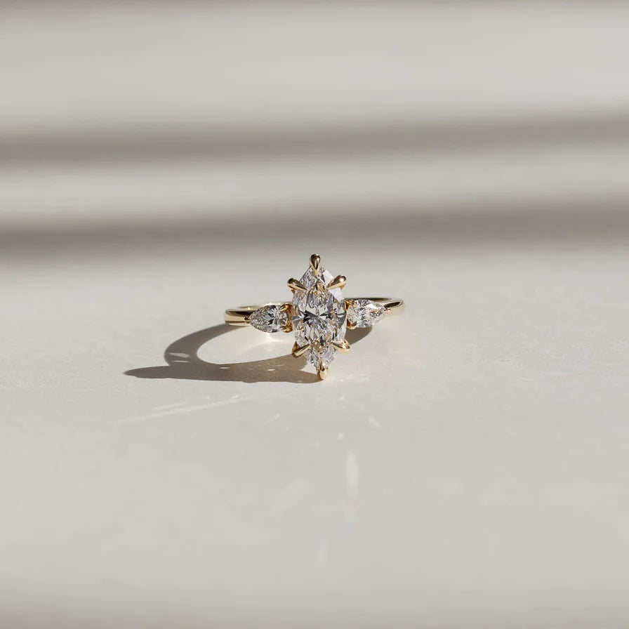 Marquise & Pear Lab-Grown Diamond Three Stone Engagement Ring