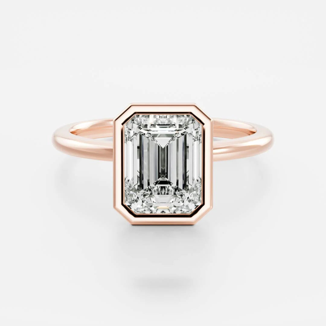 Emerald Cut Lab-Grown Diamond Bezel Solitaire Engagement Ring