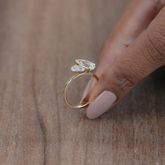 2.25 CT Pear Cut Toi et Moi Lab Grown Diamond Engagement Ring