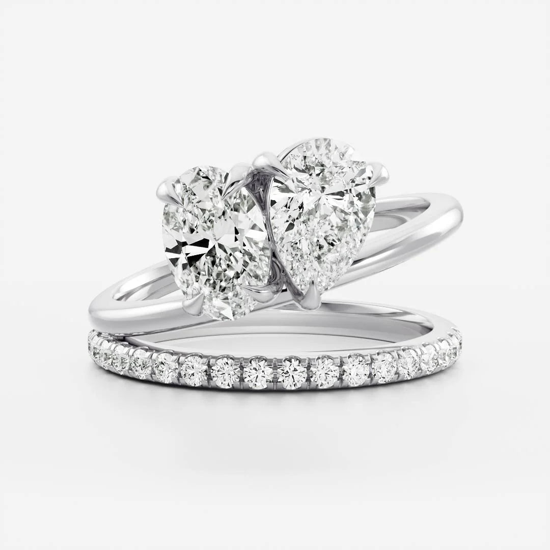 Mirrored Oval & Pear Lab-Grown Diamond Toi et Moi Engagement Ring