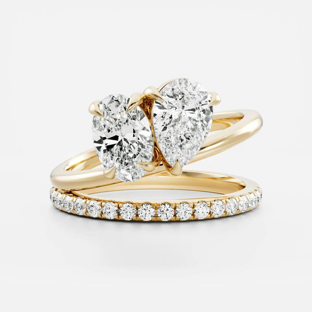 Mirrored Oval & Pear Lab-Grown Diamond Toi et Moi Engagement Ring