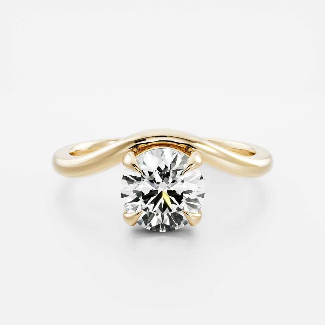 Round Brilliant Lab-Grown Diamond Bypass Solitaire Engagement Ring