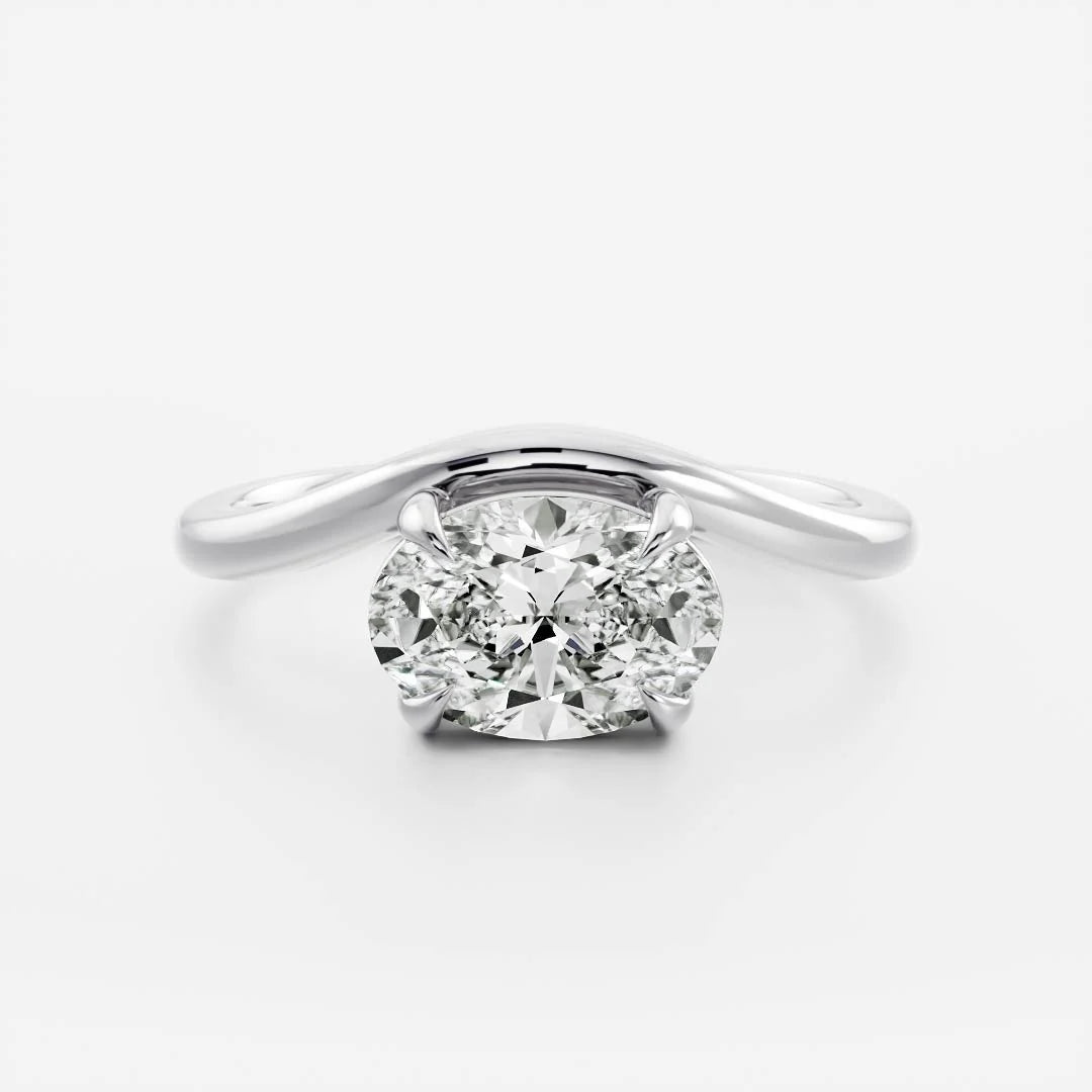 East-West Cushion Lab-Grown Diamond Bypass Solitaire Engagement Ring