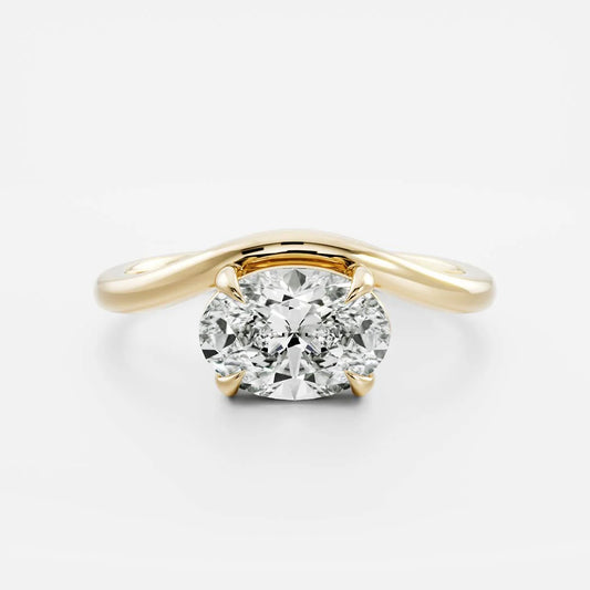 East-West Cushion Lab-Grown Diamond Bypass Solitaire Engagement Ring