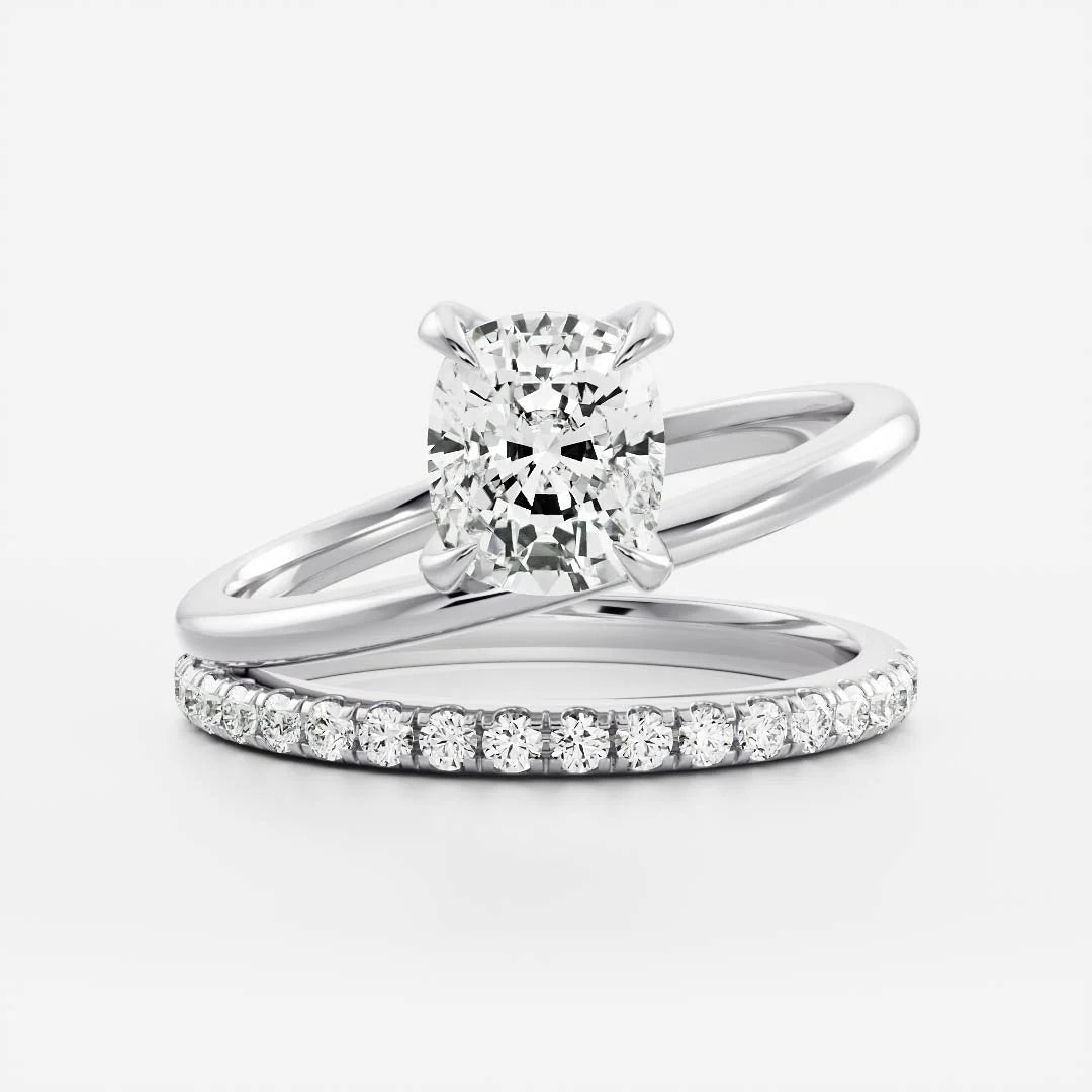 Elongated Cushion Cut Lab-Grown Diamond Solitaire Engagement Ring with Dome Band