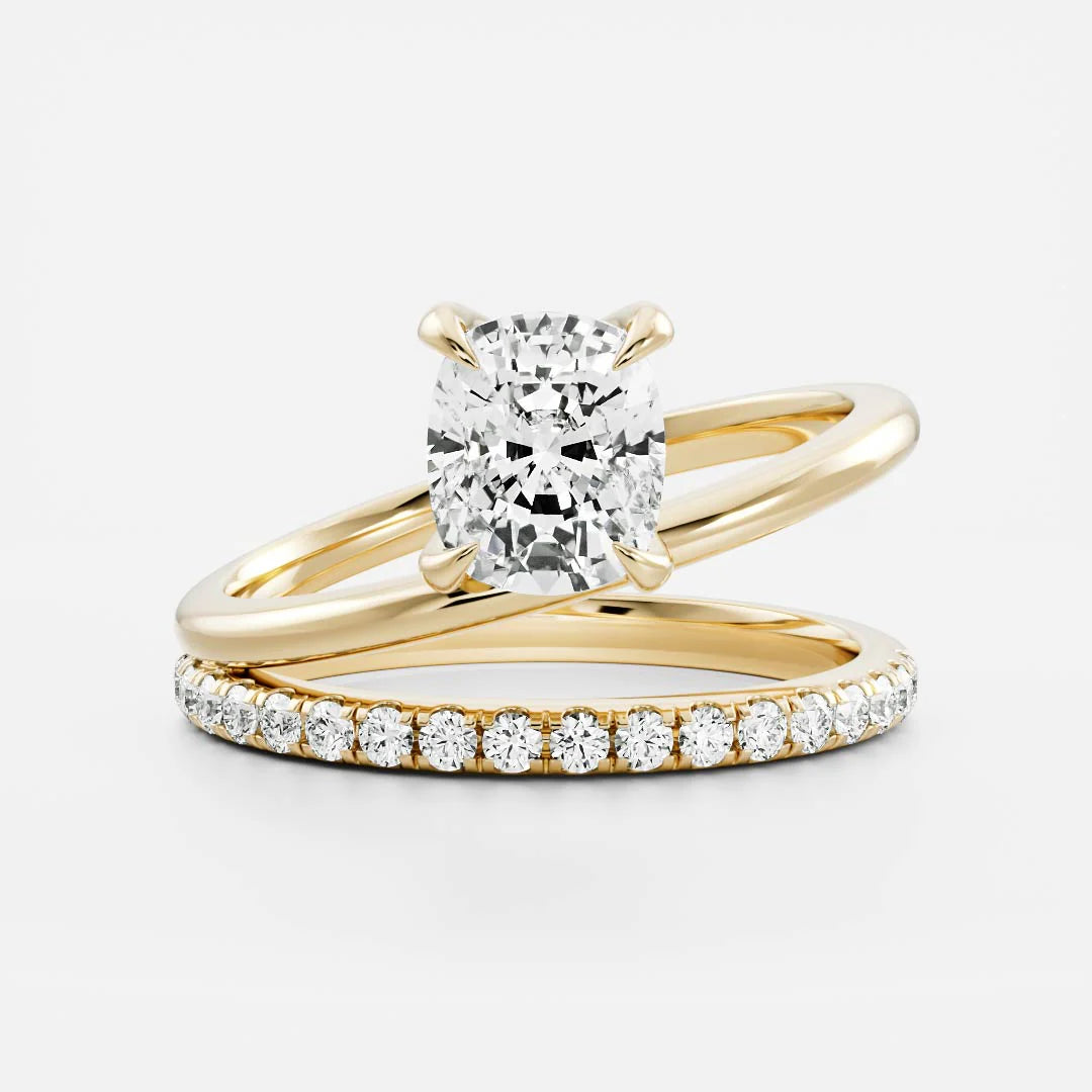 Elongated Cushion Cut Lab-Grown Diamond Solitaire Engagement Ring with Dome Band