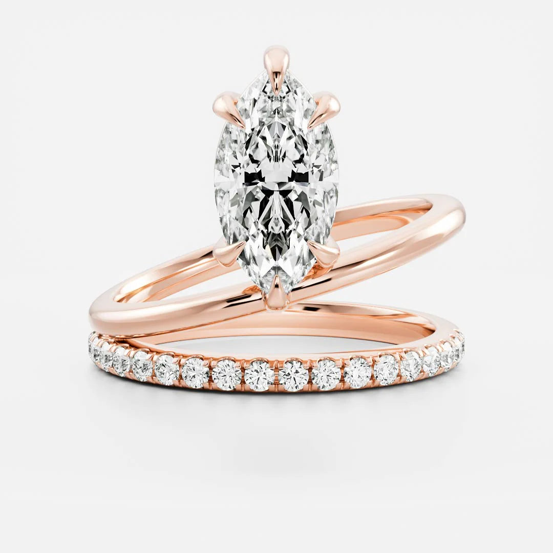 Marquise Cut Lab-Grown Diamond Solitaire Engagement Ring with Dome Band