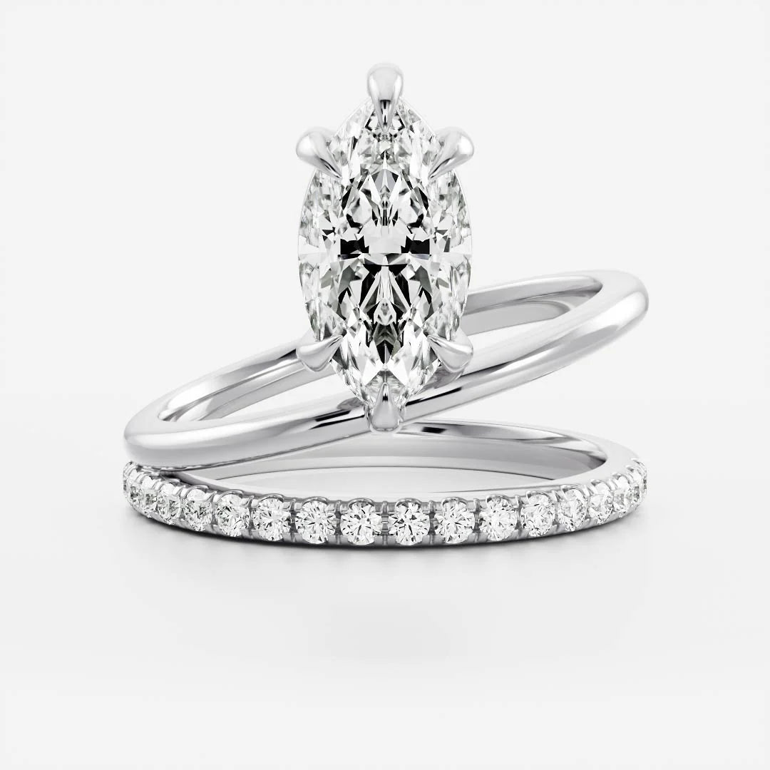 Marquise Cut Lab-Grown Diamond Solitaire Engagement Ring with Dome Band
