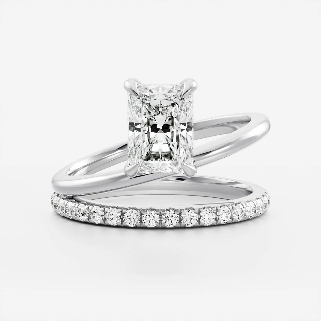 Radiant Cut Lab-Grown Diamond Solitaire Engagement Ring with Dome Band