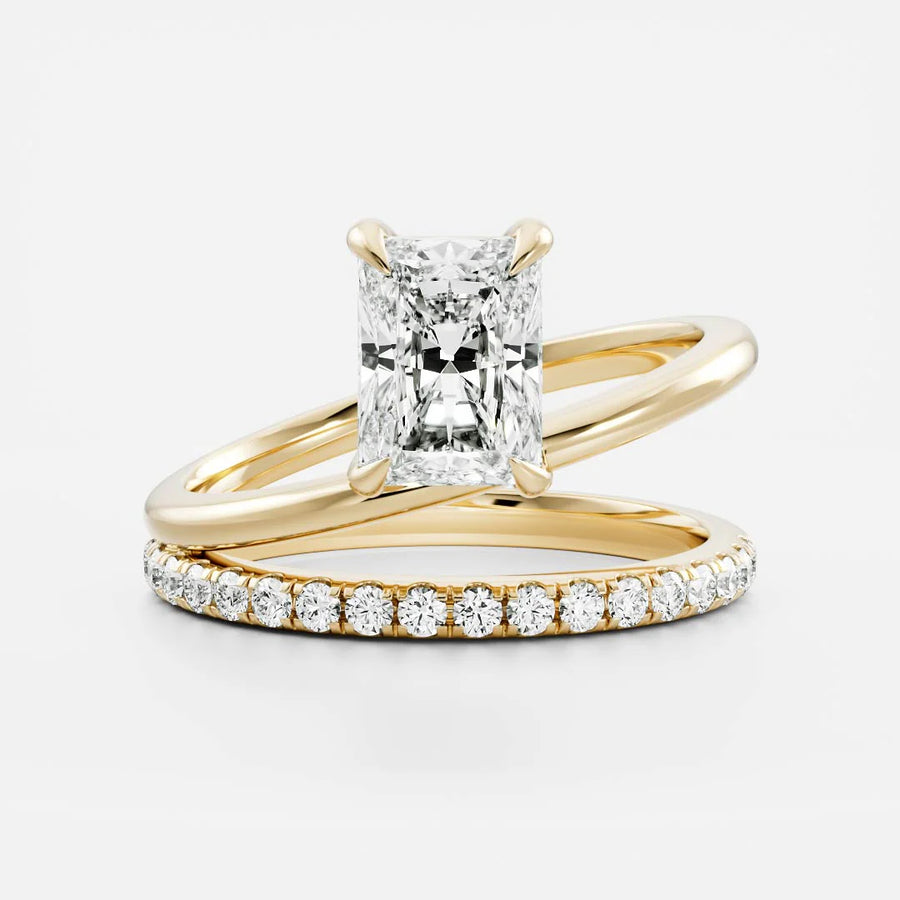 Radiant Cut Lab-Grown Diamond Solitaire Engagement Ring with Dome Band