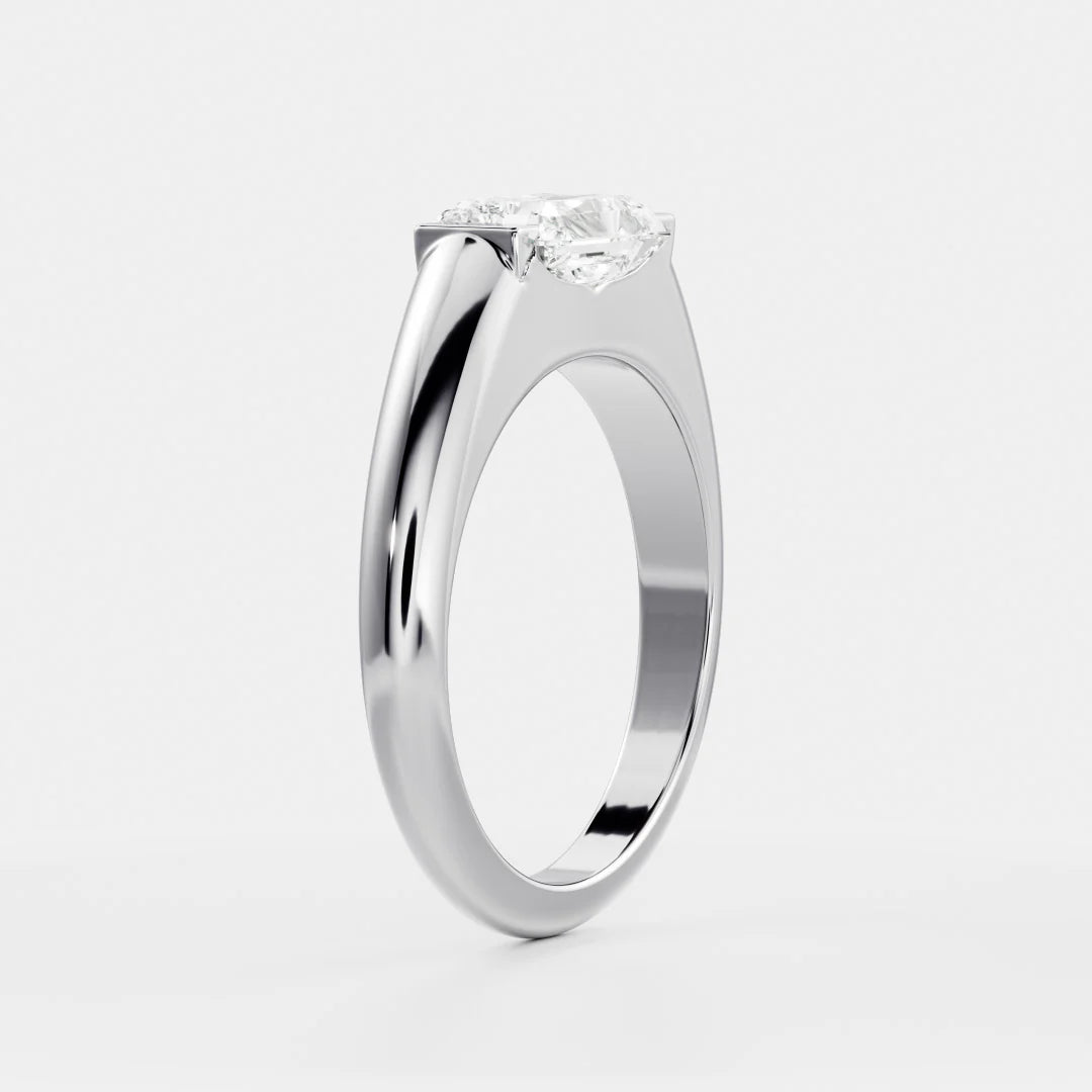East-West Radiant Cut Lab-Grown Diamond Bar-Set Engagement Ring with Dome Band