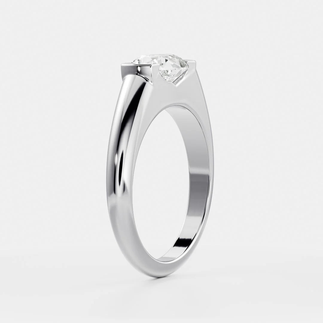 East-West Pear Cut Lab-Grown Diamond Bar-Set Engagement Ring with Dome Band