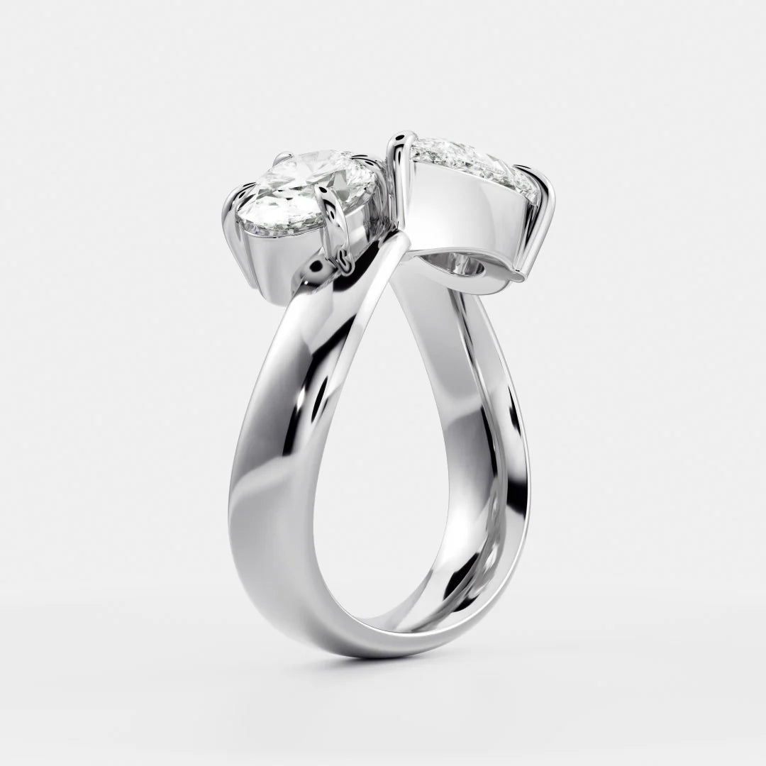 Oval & Pear Shaped Lab-Grown Diamond Toi et Moi Bypass Engagement Ring
