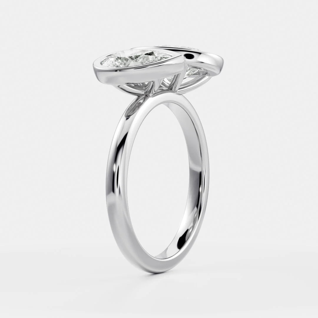 Large Oval & Pear Lab-Grown Diamond Bezel-Set Toi et Moi Engagement Ring