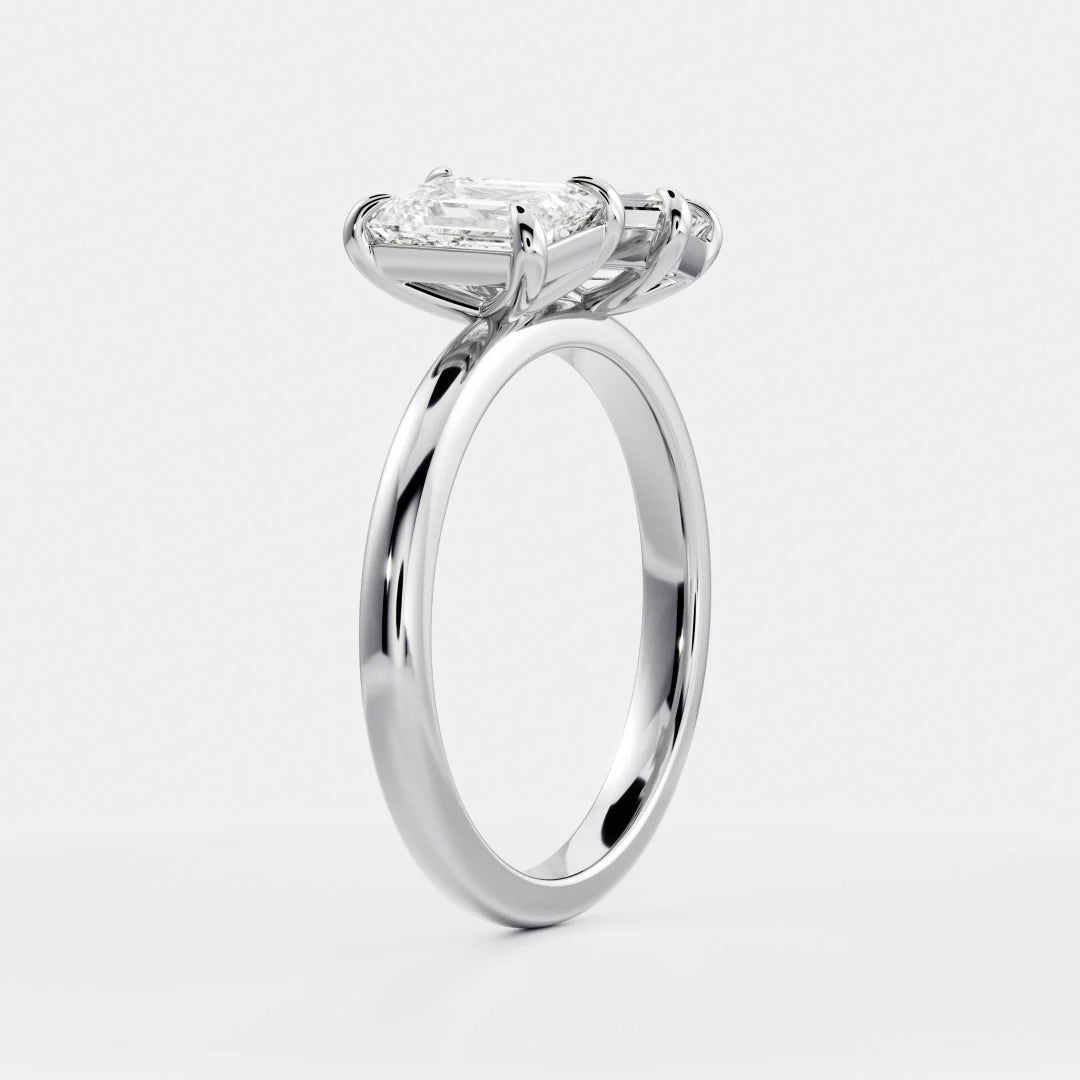 Emerald & Emerald Lab-Grown Diamond Toi et Moi Engagement Ring