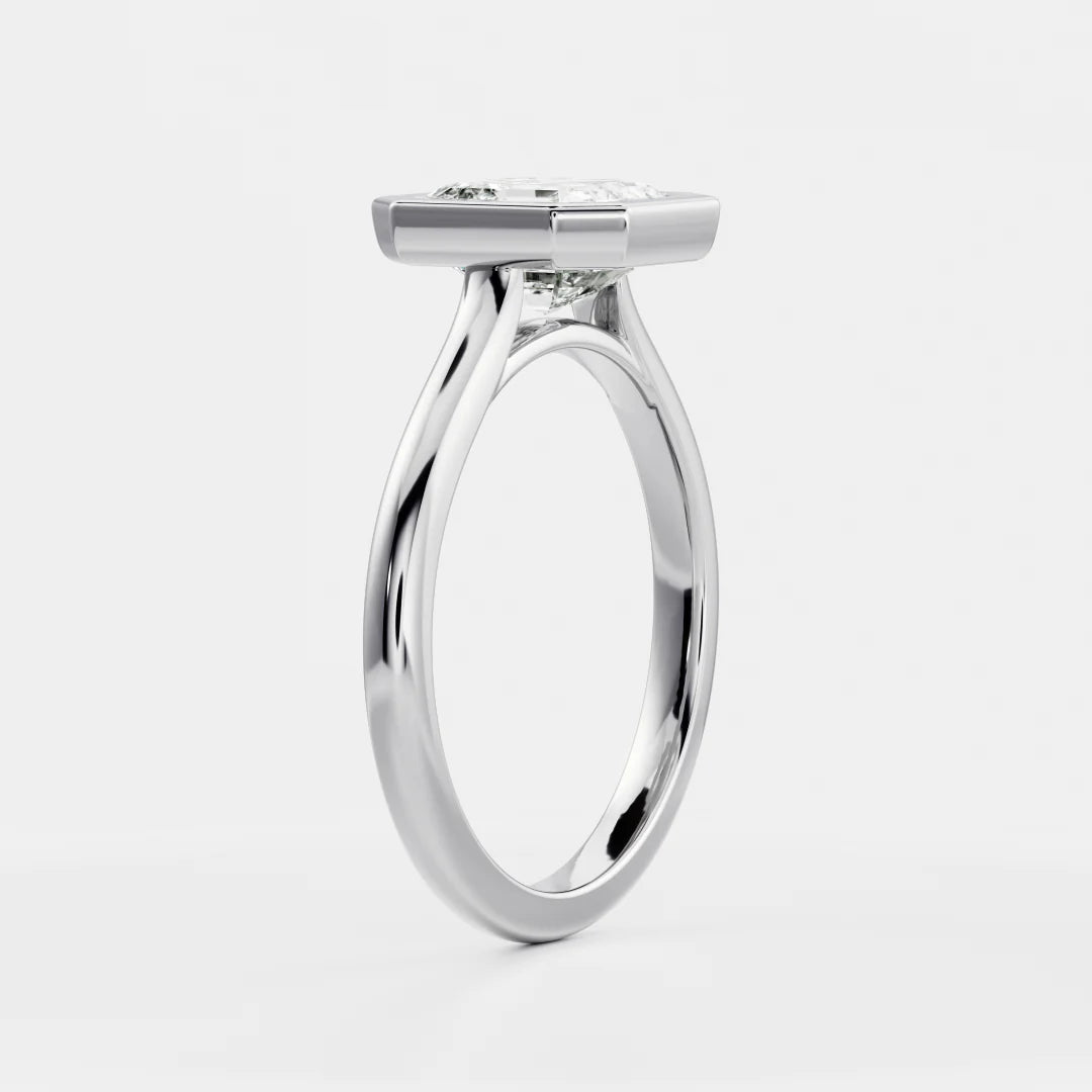 Asscher Cut Lab-Grown Diamond Full Bezel Engagement Ring