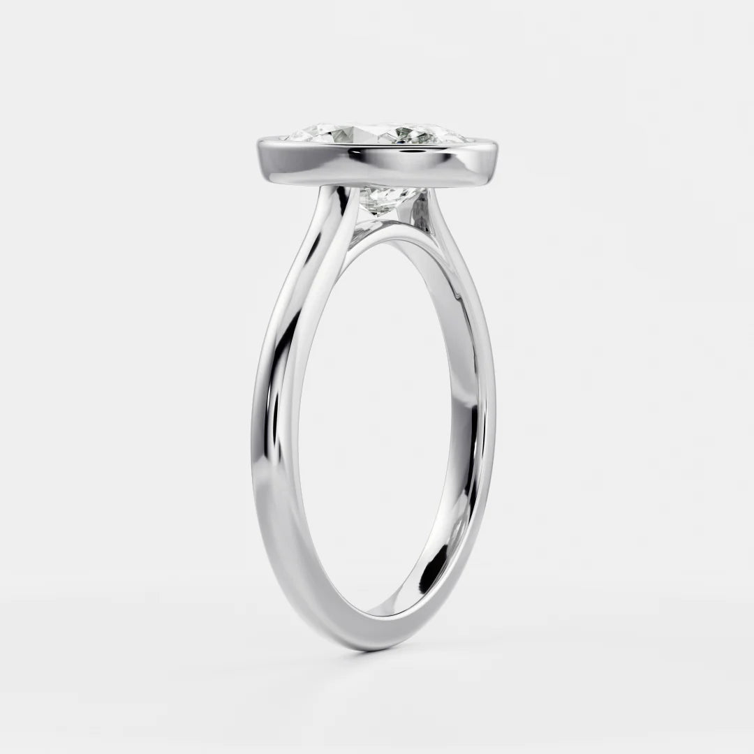 Oval Lab-Grown Diamond Full Bezel Solitaire Engagement Ring