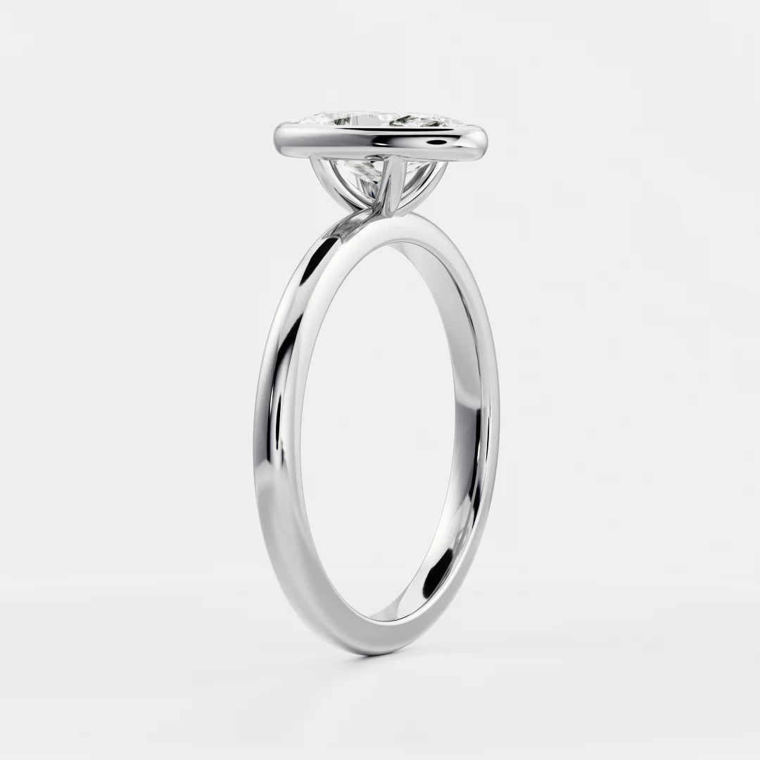 Elongated Oval Lab-Grown Diamond Full Bezel Engagement Ring