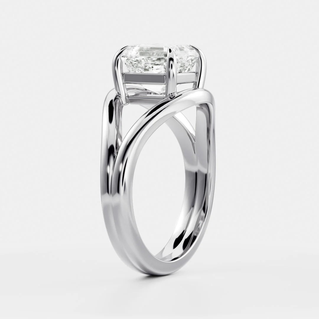 Asscher Cut Lab-Grown Diamond Solitaire Engagement Ring with Split Shank