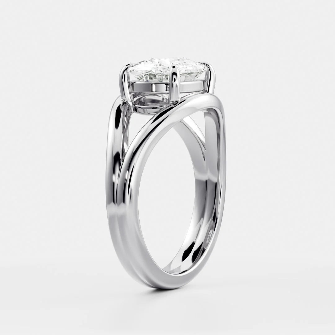 Cushion Cut Lab-Grown Diamond Double-Prong Solitaire Engagement Ring with Split Shank
