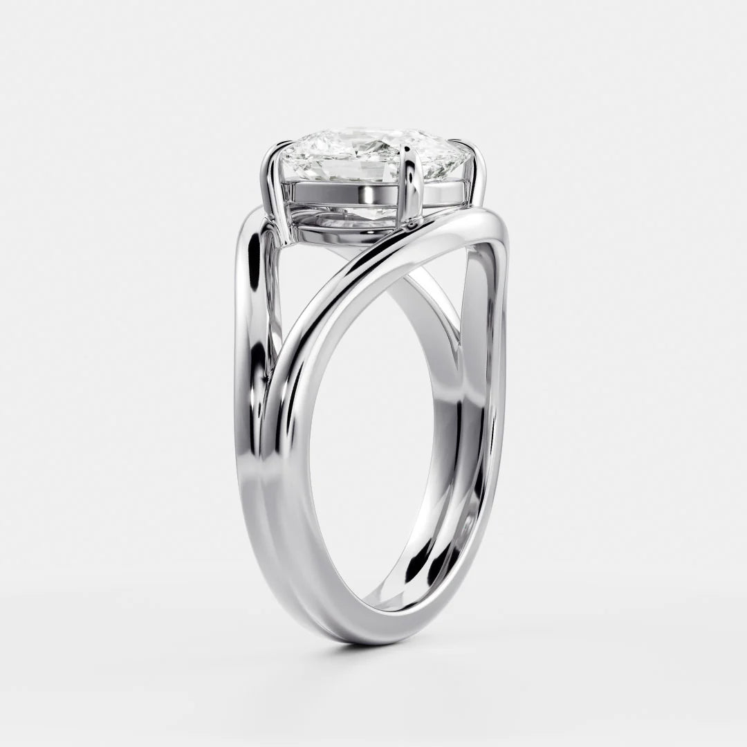 Elongated Cushion Cut Lab-Grown Diamond Solitaire Engagement Ring with Split Shank