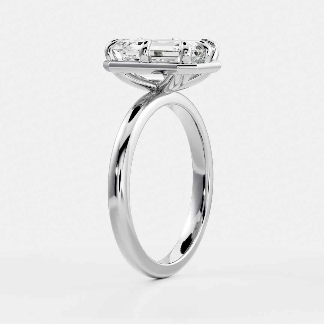 Emerald Cut Lab-Grown Diamond Bezel & Multi-Prong Engagement Ring