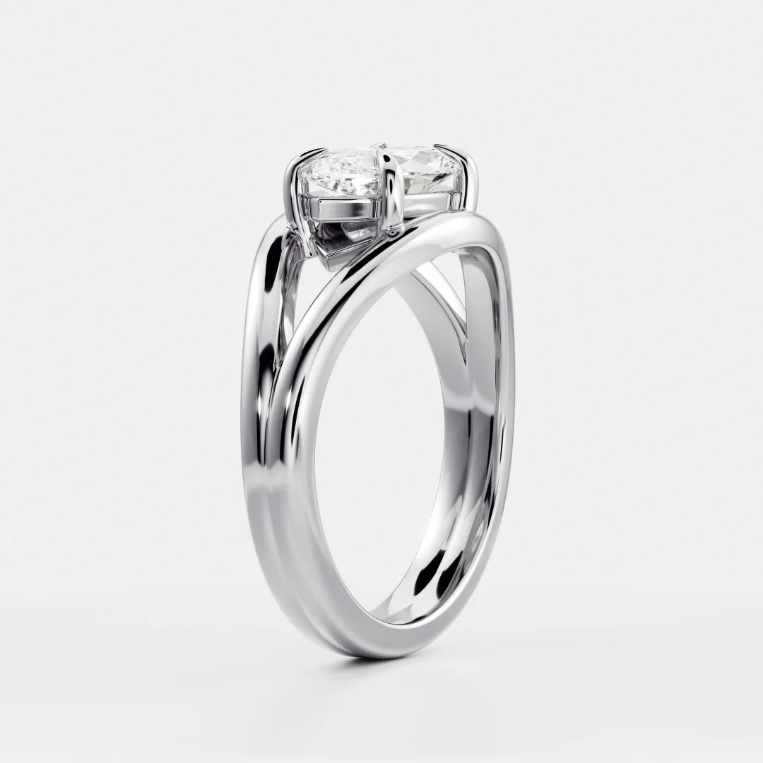 East-West Marquise Cut Lab-Grown Diamond Solitaire Engagement Ring with Split Shank