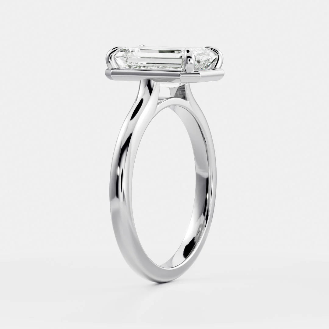 Emerald Cut Lab-Grown Diamond Bezel & Claw Prong Engagement Ring