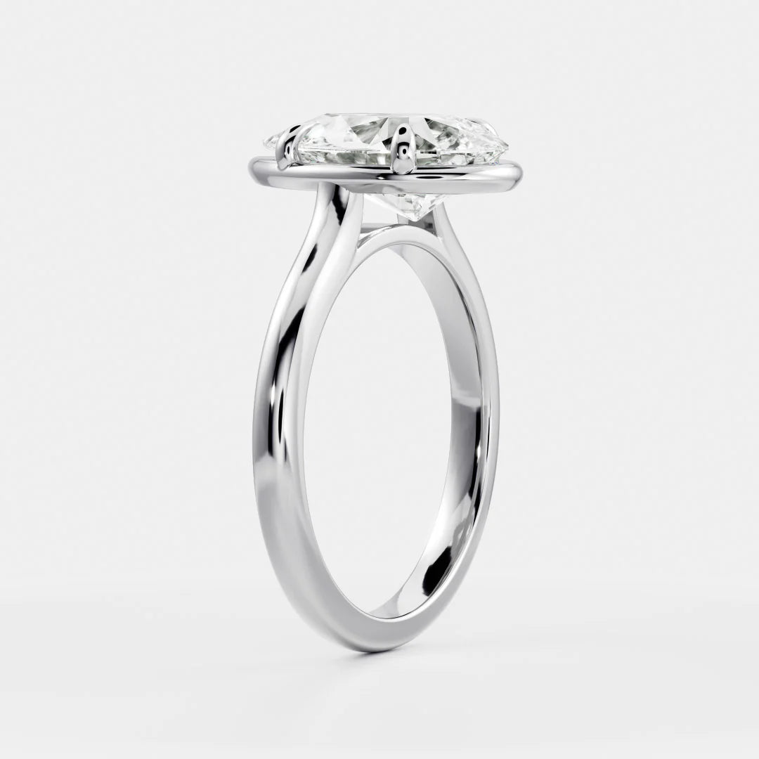 Pear Shaped Lab-Grown Diamond Bezel & 4-Prong Engagement Ring
