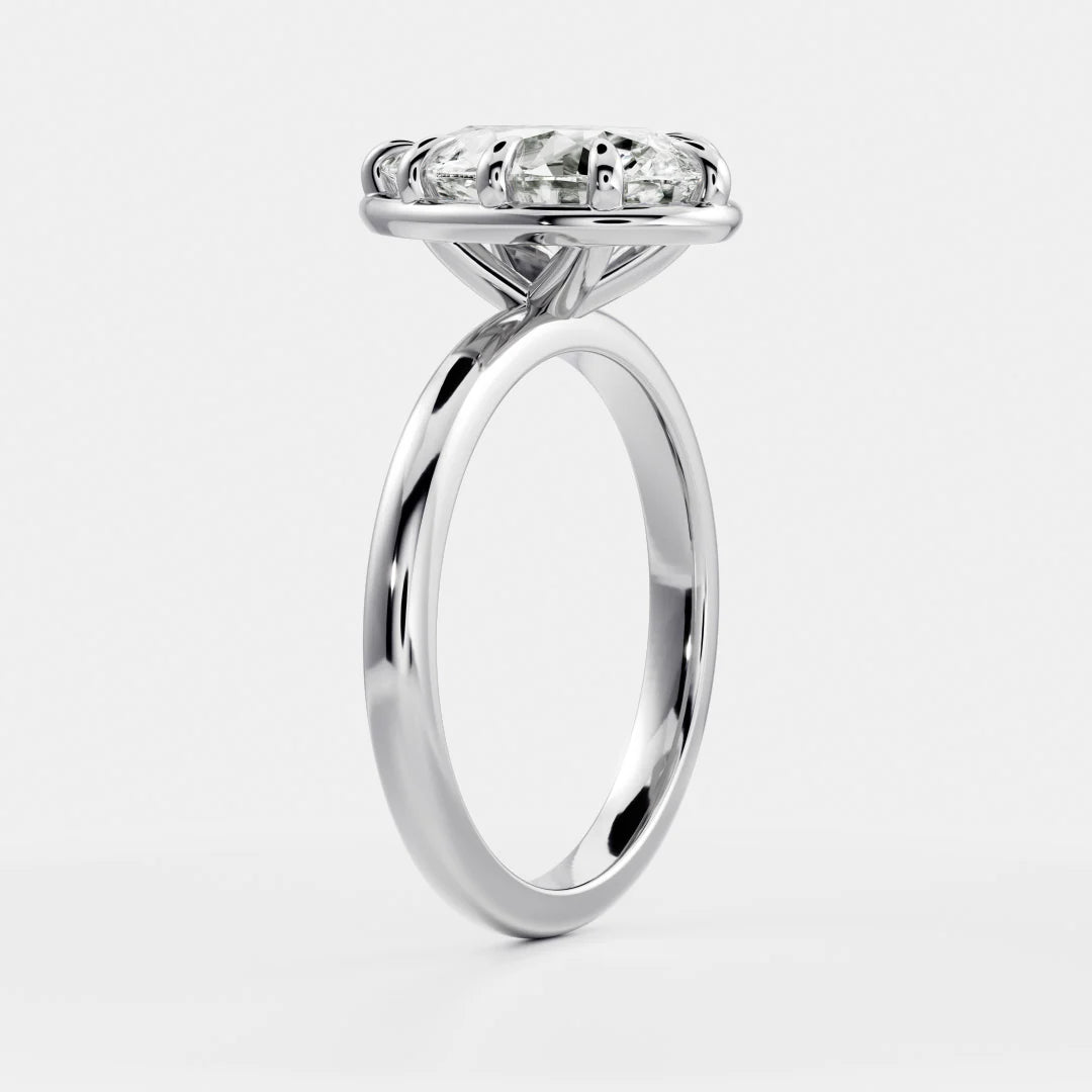 Pear Shaped Lab-Grown Diamond Bezel & Claw Prong Engagement Ring