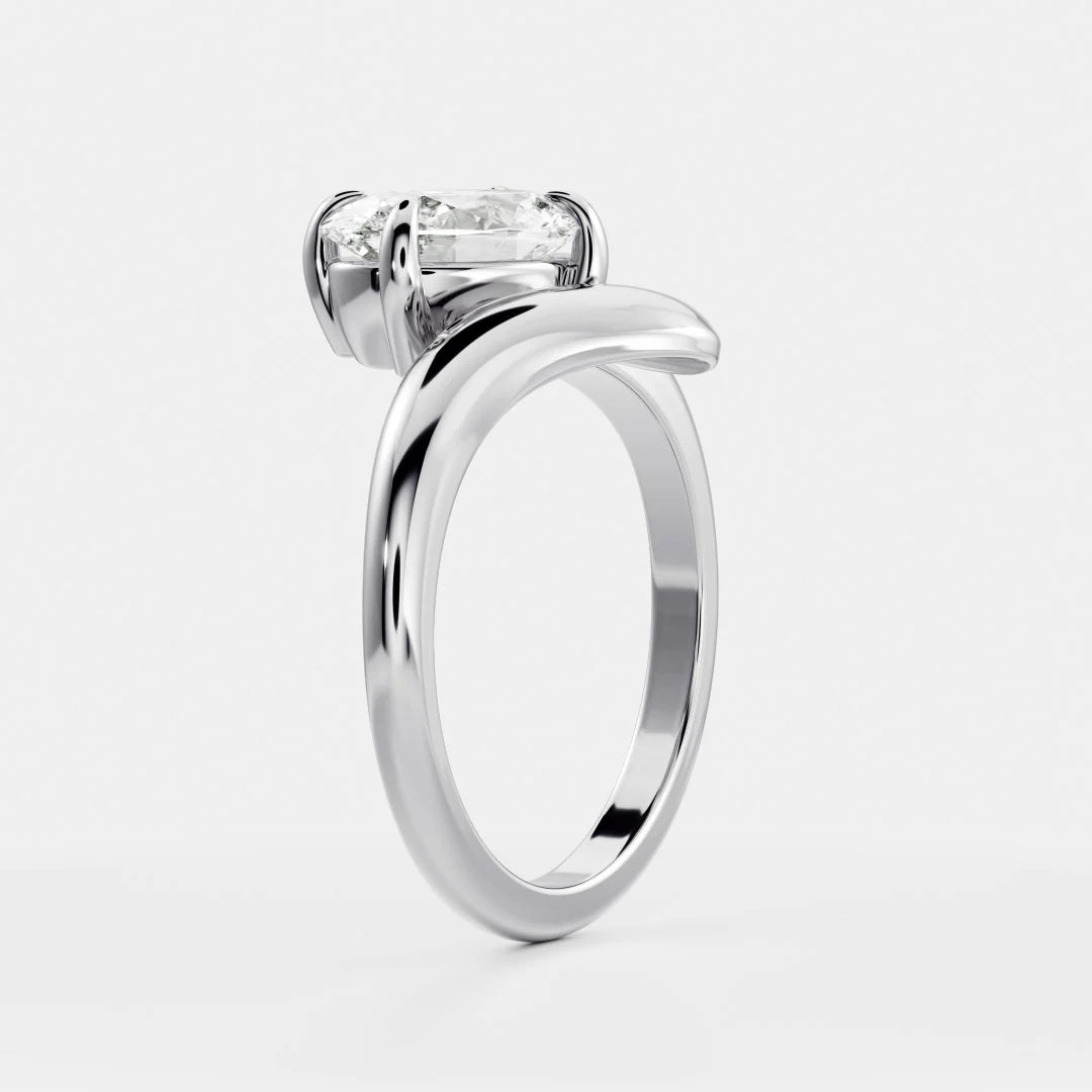 Oval Lab-Grown Diamond Solitaire Engagement Ring with Bypass Band
