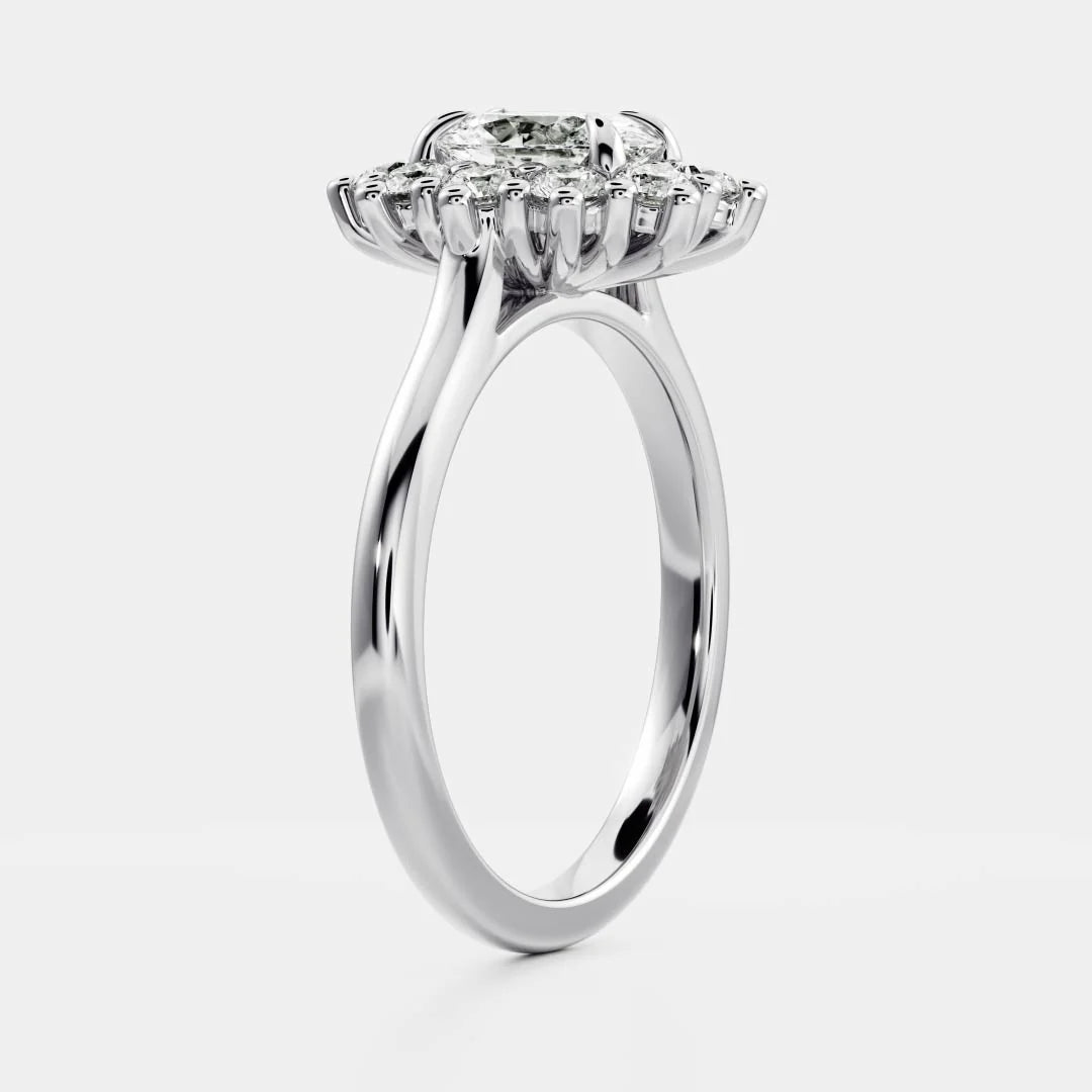 Oval Lab-Grown Diamond Cluster Halo Engagement Ring