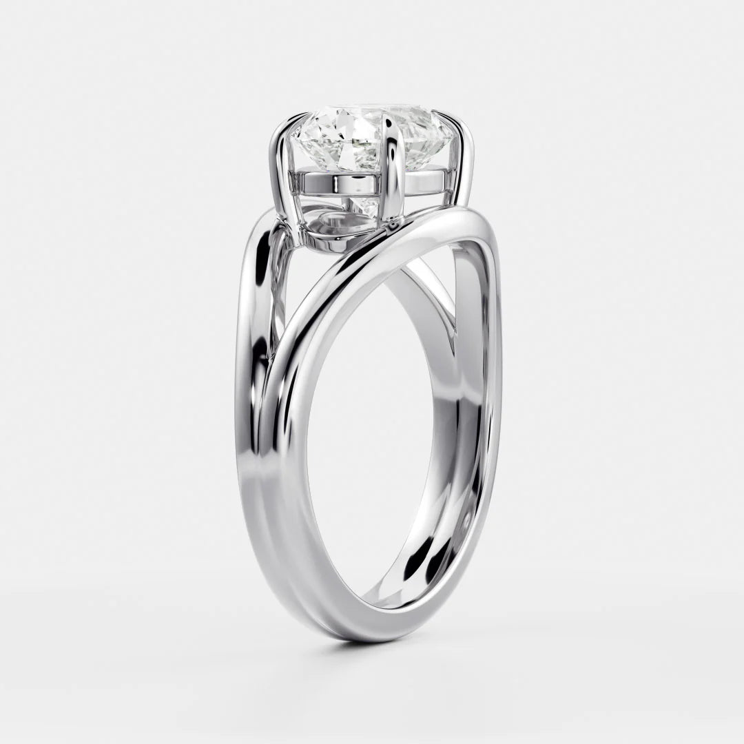 Oval Cut Lab-Grown Diamond Four-Prong Solitaire Engagement Ring with Split Shank