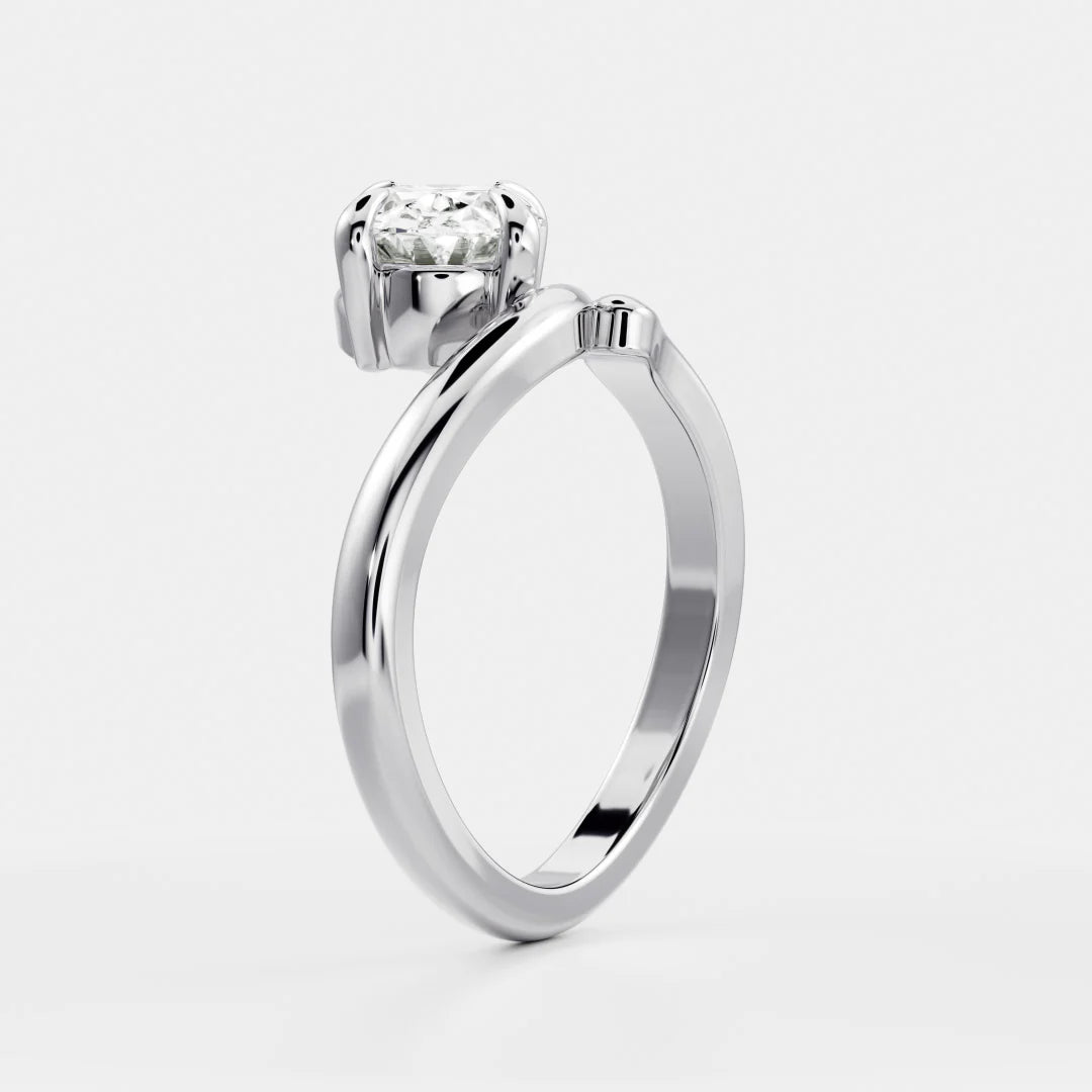 Oval Cut Lab-Grown Diamond Solitaire Engagement Ring with Bypass Band